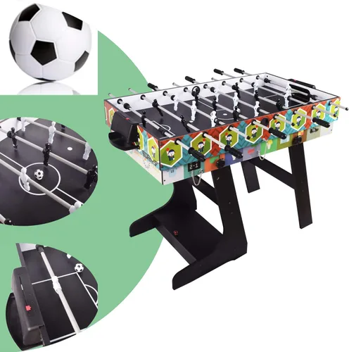 Vista 5 de DRM Mesa de juego deportiva plegable 4 en 1 de 4 pies, mesa combinada - Mesa de billar/billar, mesa de hockey de aire, mesa de tenis de mesa, mesa
