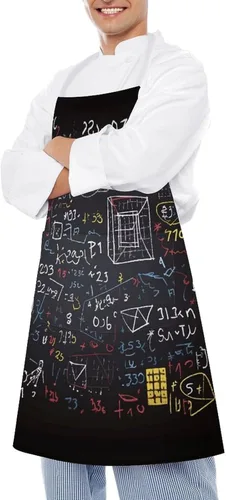 Vista 4 de Mathematics And Physics Apron with Pockets Water And Oil Resistant Kitchen Aprons Professional Adjustable Bib Apron for Women Men