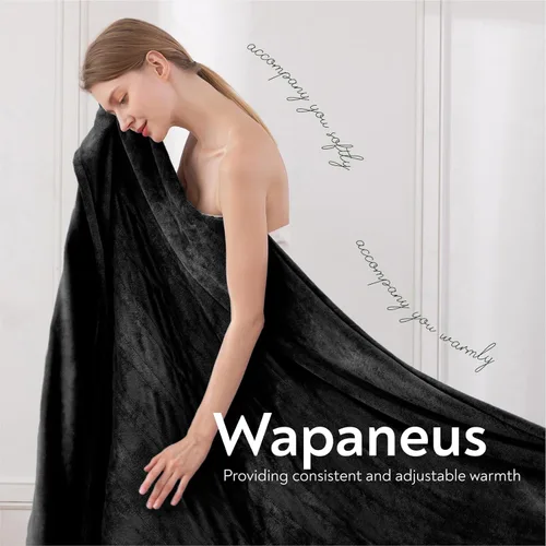 Vista 2 de Wapaneus Manta térmica eléctrica con bolsillo para los pies, con 10 niveles de calefacción y 4 ajustes de temporizador, 4 horas de apagado