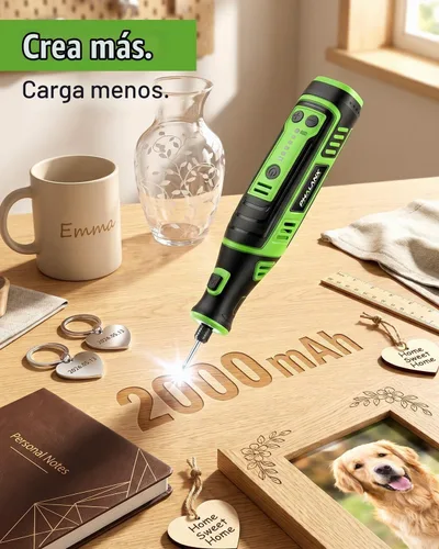 Vista 4 de PHALANX Kit de herramientas rotativas inalámbricas de 8 V, batería de 2.0 Ah recargable con 73 accesorios, luz LED de 5 velocidades, ideal