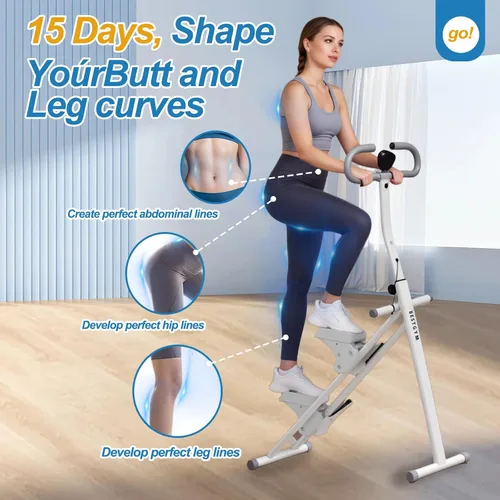 Vista 2 de Máquina paso a paso con asas ajustables, máquina de ejercicio paso a paso compacta con pantalla LCD para entrenamiento cardiovascular en casa