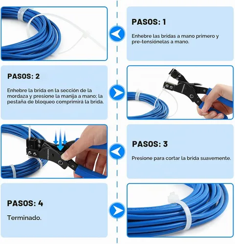 Vista 5 de Herramienta de bridas de cables Knoweasy y herramienta de atadura de cables para bridas de cables de plástico o nylon Azul
