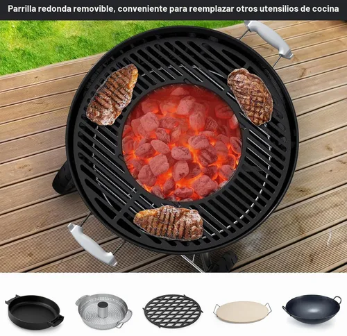 Vista 7 de Skyflame Charkettle - Rejilla de hierro fundido 2 en 1 de 21.5 pulgadas de repuesto para parrilla, sistema de barbacoa gourmet, compatible