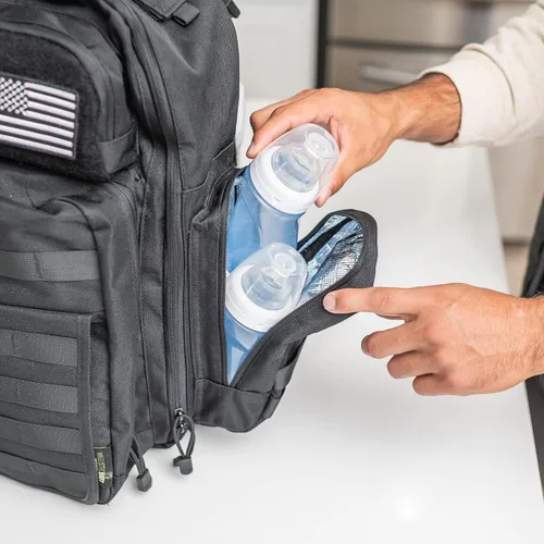 Vista 8 de Bolsa de pañales para papá, mochila militar estilo Molle, hecha de poliéster resistente 900D impermeable con correas extra largas más anchas, bolsa