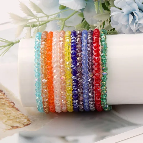 Vista 3 de 246 cuentas de cristal redondas de 0.118 pulgadas (0.118 in) con múltiples facetas sueltas espaciadoras de cristal para hacer joyas, pulseras