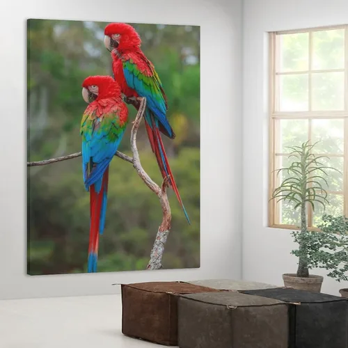Vista 4 de Pósteres de lona con diseño de guacamayos rojos y verdes para habitación de pájaros, decoración de dormitorio, decoración deportiva, oficina
