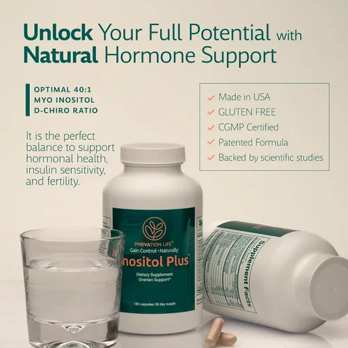 Vista 4 de Suplemento Inositol Plus para mujeres Salud ovárica, equilibrio hormonal, fertilidad, ovulación Mio-inositol D-Chiro 40:1 y 12 ingredientes