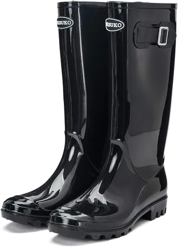 Vista 4 de DKSUKO Women's Tall Rain Boots Garden Boots Waterproof Wellington Rubber Boots