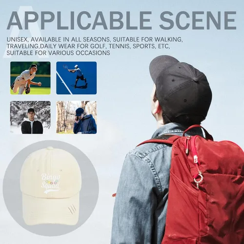 Vista 8 de Baseball Cap Caps Bingo Squad Dad Hats for Men Vintage Denim Hat Adjustable