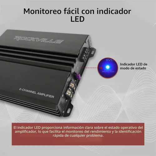 Vista 5 de Rockville RVA-M2 Amplificador de 2500 W pico/625 W CEA RMS