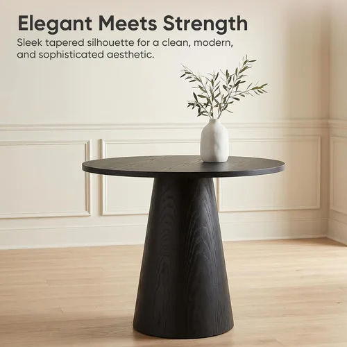 Vista 11 de Mesa de comedor redonda de madera para 2-4, mesa de cocina moderna