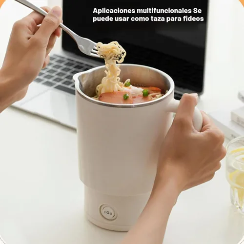 Vista 4 de CCYLEZ Hervidor eléctrico portátil de 20.3 fl oz, hervidor de viaje plegable de acero inoxidable, espumador de leche, cafetera con control