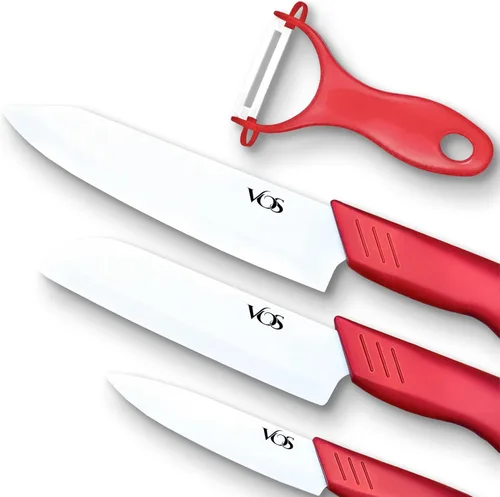 Vista 9 de Vos Juego de cuchillos de cerámica con pelador, juego de cuchillos de cerámica para cocina, juego de cuchillos de cocina ultra afilados con fundas