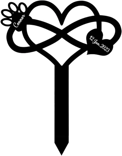 Vista 9 de Marcadores de tumbas para mascotas, marcadores conmemorativos para mascotas, placas de lápidas de metal para jardín, regalos personalizados