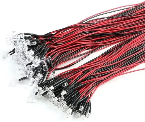 Vista 3 de 10PCS 0.118 in 0.197 in F3 F5 LED 7.9 in precableado blanco rojo verde azul amarillo UV RGB diodo lámpara decoración emisora de luz DIY pre-soldado