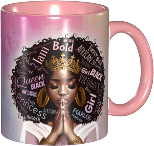 Vista 30 de Taza de café, taza de té para mujeres y niñas, taza de diseño único, perfecta para regalos, mujeres afroamericanas afro