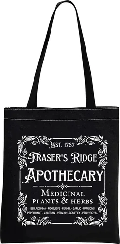 Vista 8 de GJTIM Libro de regalo inspirado en programas de televisión Mercancía Fraser's Ridge Apothecary Est. 1767 Bolsa de mano para los fanáticos de Jamie