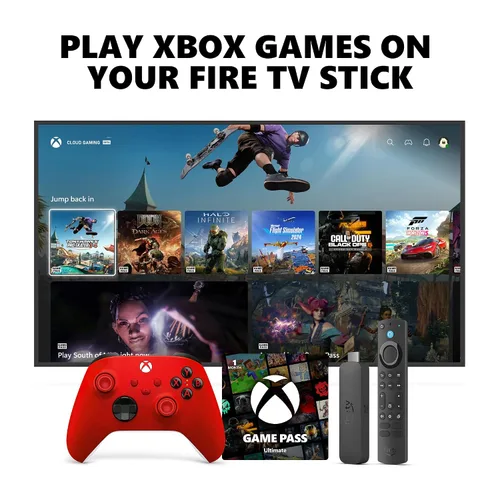 Vista 25 de Xbox Wireless Controller (2025) Carbon Black + Fire TV Stick 4K Game Pass Ultimate 1 Month - Gaming Bundle, Windows, Mobile & Smart TVs