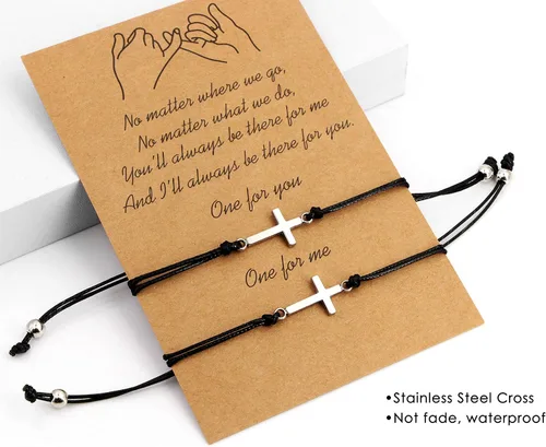 Vista 3 de Juego de pulseras MeHz de promesa de girasolcruzcorazónbrújula para parejas amigos madre e hija mejores amigos o como regalo para niñas