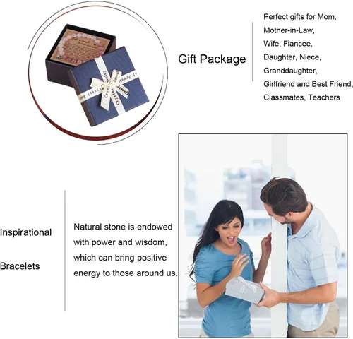 Vista 6 de Qupzsen Pulseras de piedra natural, regalos inspiradores para mujeres, regalos de recuperación pronto, regalos de piedra de cristal de 0.315 in