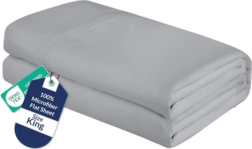 Vista 81 de Royale Linens Sábana Plana Individual – Sábanas Planas de Microfibra Cepillada Ultra Suave 1800 Solamente – Sin Arrugas y Resistentes a las Manchas