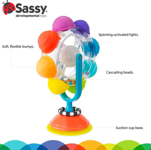 Vista 2 de Sassy - Juego de Bandeja Alta con Rueda Arcoíris, para mayores de 6 meses