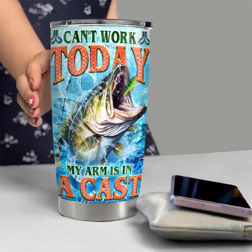 Vista 6 de SANDJEST Vaso de pesca personalizado de 20 onzas, 30 onzas, vasos aislados con tapa, taza de viaje para café, taza de viaje, taza no puede funcionar