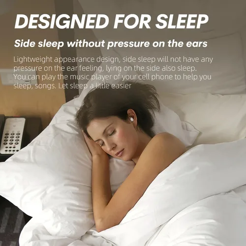 Vista 4 de Xmenha Audífonos invisibles para dormir, inalámbricos, pequeños, pequeños, discretos, con cancelación de ruido, auriculares para dormir, Bluetooth