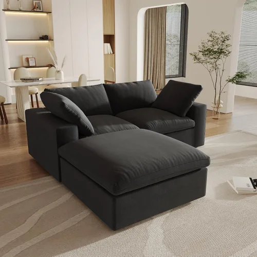 Vista 3 de Cloud - Sofá modular convertible de 80.3 pulgadas en forma de L para sala de estar con otomana de almacenamiento, sofás profundos minimalistas