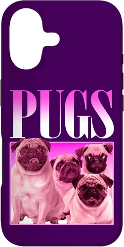 Vista 32 de iPhone 16 Pugs Bootleg Rap Lindo Pug Dog Pet Owners Retro 90's Poster Case