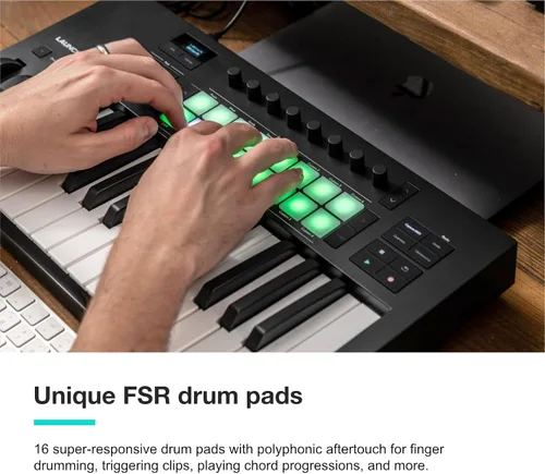 Vista 8 de Novation Launchkey 25 MK4 - Controlador de teclado compacto de 25 teclas, USB, MIDI con integración DAW. Modo acorde, modo de escala, 8 almohadillas