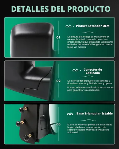 Vista 4 de SCITOO Espejo retrovisor lateral derecho del pasajero apto para Ford para E-150 para E-250, para E-150 Club Wagon para E-150 Econoline para E-150