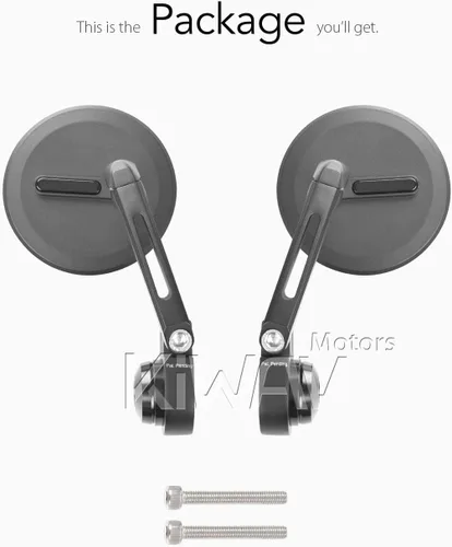 Vista 9 de KiWAV Espejos de extremo de barra de motocicleta Ojo Negro compatible con manillar roscado M6