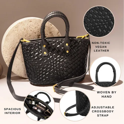 Vista 3 de Melie Bianco Bolso Maddy hecho a mano Bolso de cuero vegano reciclado Bolso pequeño de lujo y bolso cruzado