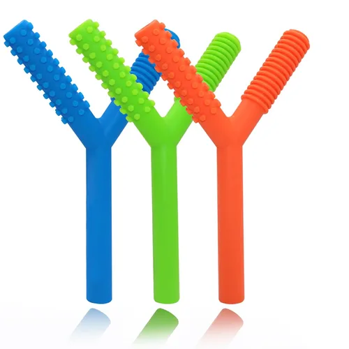 Vista 15 de Tubos de dentición huecos para bebés, niñas y niños, paquete de 6 tubos de silicona para bebés con mordida de lactancia, pajitas masticables