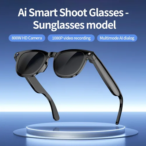 Vista 7 de Lentes inteligentes Bluetooth AI con cámara de 8 MP para hombres y mujeres, traducción en tiempo real, negro, asistente de voz AI integrado, control