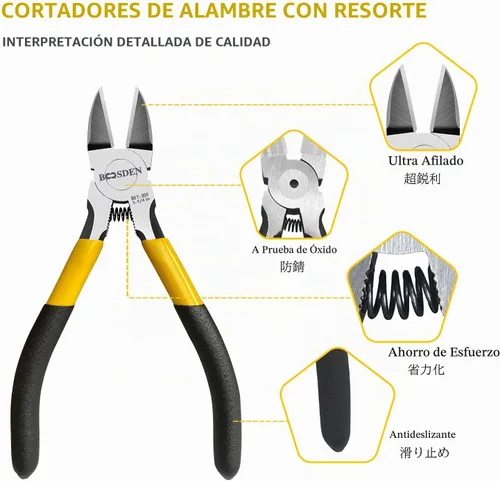 Vista 3 de BOOSDEN Cortador de alambre Alicates de corte de 5 pulgadas Cortador