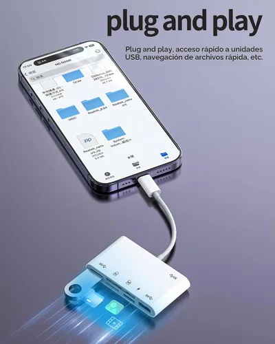 Vista 3 de Adaptador de cargador de lector de tarjetas micro SD Lightning a USB 6 en 1 para iPhone 13 14 Pro Max para iPad Dongle para Apple MFI certificado