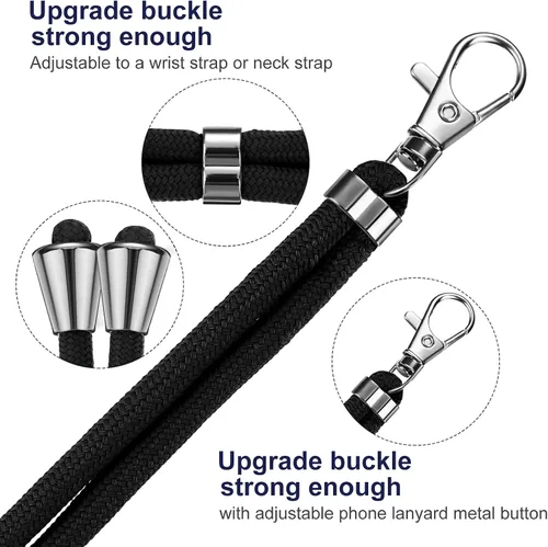 Vista 4 de Weewooday 4 piezas de cordón para teléfono con correa cruzada universal para teléfono celular, cordón para el cuello con parche para mujeres, Negro