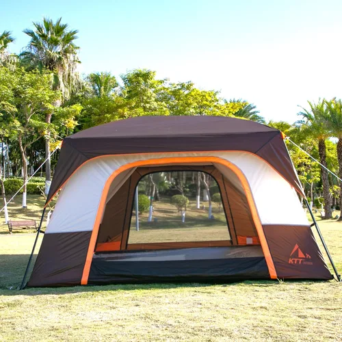 Vista 4 de KTT Extra Large Tent 10-12-14 Person(B),Family Cabin Tents,2 Rooms,3 Doors and 3 Windows with Mesh,Straight Wall,Waterproof,Double Layer,Big Tent