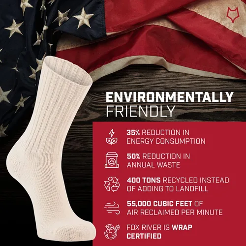 Vista 6 de FoxRiver Calcetines deportivos de lana clásica para hombres y mujeres reforzados para máxima durabilidad natural talla L 1177