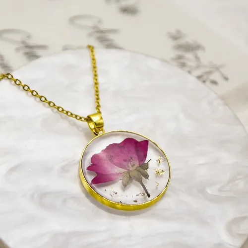 Vista 17 de Pressed Flower Necklace Gift for Women Personalized Handmade Necklaces Birth Flower Necklace
