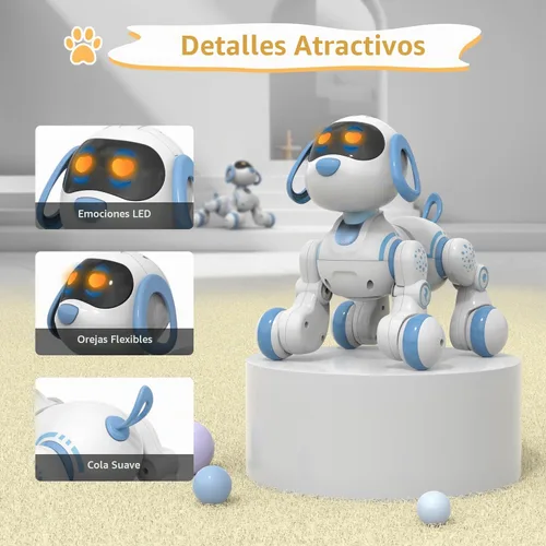 Vista 6 de STEMTRON Gato Robot Control Remoto Programable para Niños, Gato Robot Interactivo, Perro Robot Robo Gato, Robot RC con Sensor de Toque, Ojos LED Azul