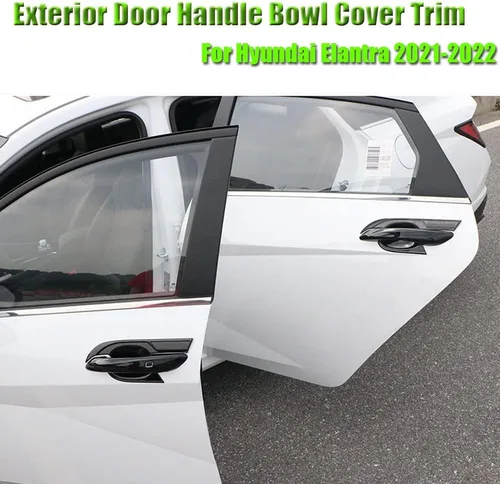 Vista 2 de 8 piezas de plástico ABS para exterior de la manija de la puerta, marco del cuenco, accesorios de decoración para Hyundai Elantra 2021 2022 2023