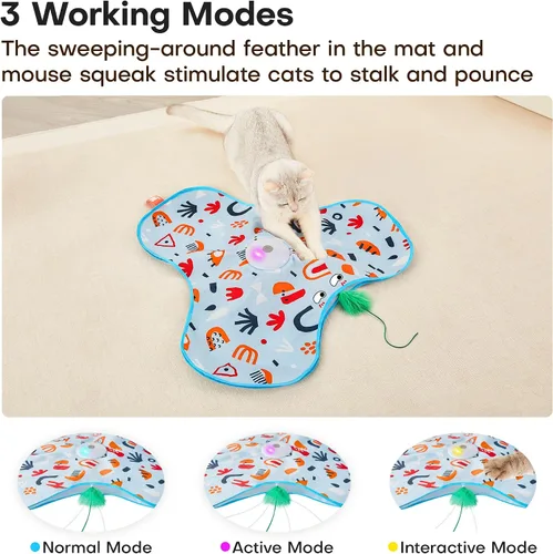 Vista 3 de Potaroma Juguetes interactivos para gatos de busca y captura, varita de plumas oculta y en movimiento, pateador automático recargable para gatitos