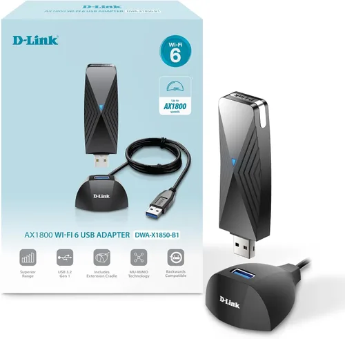 Vista 8 de D-Link Adaptador USB WiFi de doble banda AC1300 inalámbrico para Internet para PC de escritorio, portátil, juegos, MU-MIMO, compatible con Windows