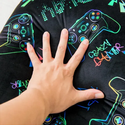 Vista 6 de NTBED Almohada para Leer con Control de Video Juego Impreso, Almohada de Cuña para Cama con Respaldo y Brazos, Almohada de Soporte para la Espalda