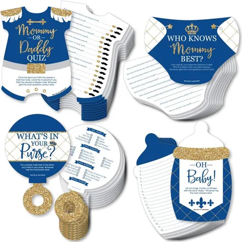 Vista 11 de Big Dot of Happiness Baby Boy - 4 juegos azules para baby shower - 10 cartas cada uno - Quién sabe mejor a mami, cuestionario de mamá o papá, qué