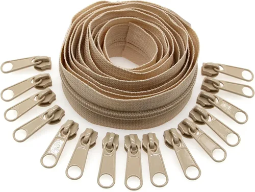Vista 9 de Leekayer The Yards - Cremalleras de nailon beige #3 para coser, 10 yardas con 25 deslizadores para manualidades, bolsas de costura a medida