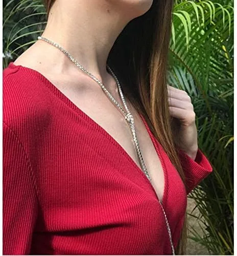 Vista 8 de Jovono Rhinestone Choker Necklaces Crystal Rhinestone Necklace Sparkly Long Necklace Jewelry for Women and Girls